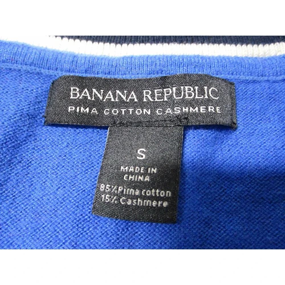 Banana‎ Republic Sweater Mens Small Blue Pima Cotton Cashmere 1/4 Zip Mock Neck